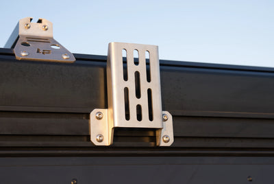 Awning Mount (Set of 2) — set of two 4 mm stainless steel awning brackets for the Camper V2 sidewall; supports awnings up to 90 lb, includes custom T-nuts and M8 hardware