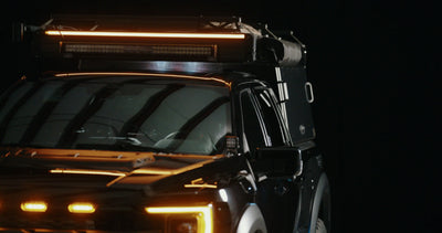 Chase Lights — set of two amber convoy chase lights for the Camper V2; front and rear placement, amber for dust visibility
