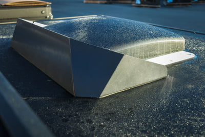 Roof Vent Fan Fairing in use on the Lone Peak Camper V2 — compatible with solar panels
