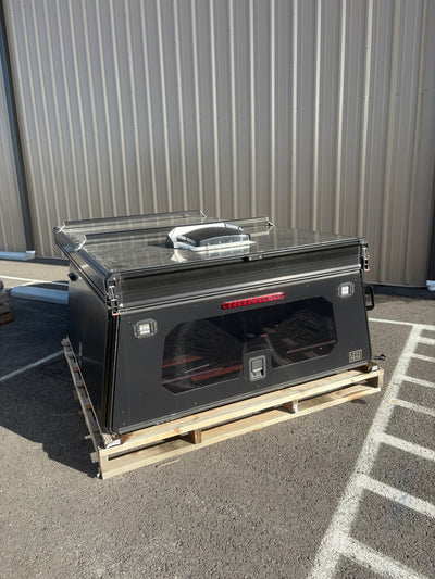 Used V1 — Ford F-150 2015-2020 5.5 ft Bed — used Lone Peak Camper V1 showroom unit for Ford F-150 2015-2020 5.5 ft bed (30% off retail); blackout roof and side doors
