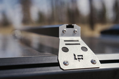 Load Bars — roof-mounted load bars for the Lone Peak Camper V2; 150 lb capacity closed, 80 lb open