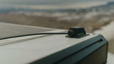 520W Overkill Solar Panel in use on the Lone Peak Camper V2 — offset mount design for cooling airflow