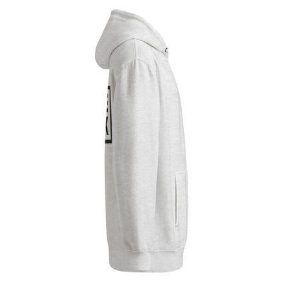 Premium Mid-Weight Hoodie (heather) — back view; 8.25 oz mid-weight