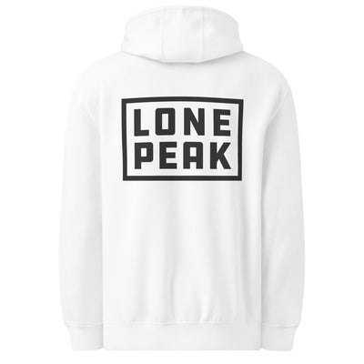 Premium Mid-Weight Hoodie (heather) rear view — kangaroo pocket