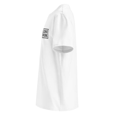 Lone Peak Overland Organic Cotton T-Shirt (white) — side angle; OEKO-TEX certified