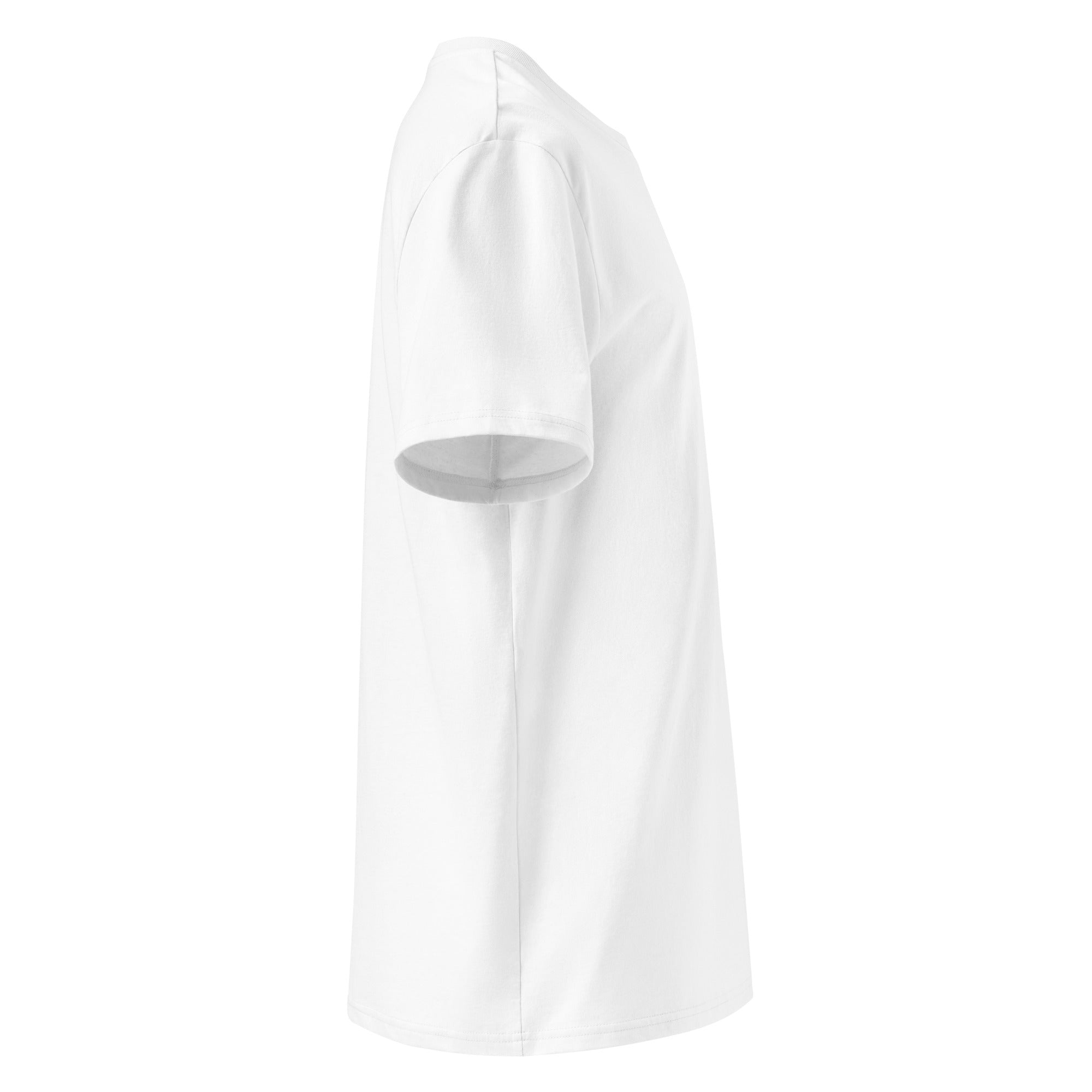 Lone Peak Overland Organic Cotton T-Shirt (white) — front detail; PETA-Approved Vegan