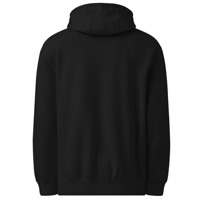 Premium Mid-Weight Hoodie rear view — fleece-lined hood