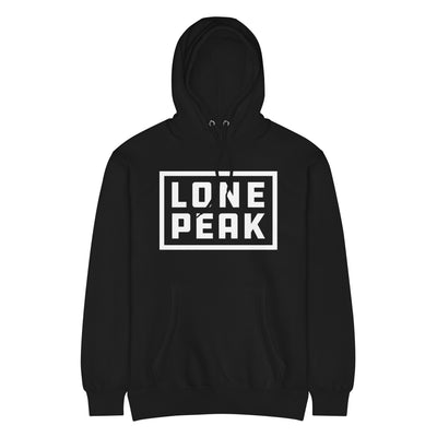 Premium Mid-Weight Hoodie (black/navy) — Lone Peak Overland branded merch in black or navy; 80% cotton 20% recycled polyester