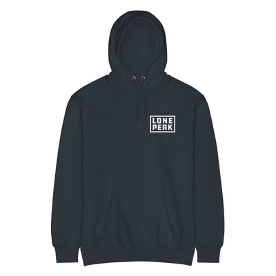 Premium Mid-Weight Hoodie front view — 80% cotton 20% recycled polyester